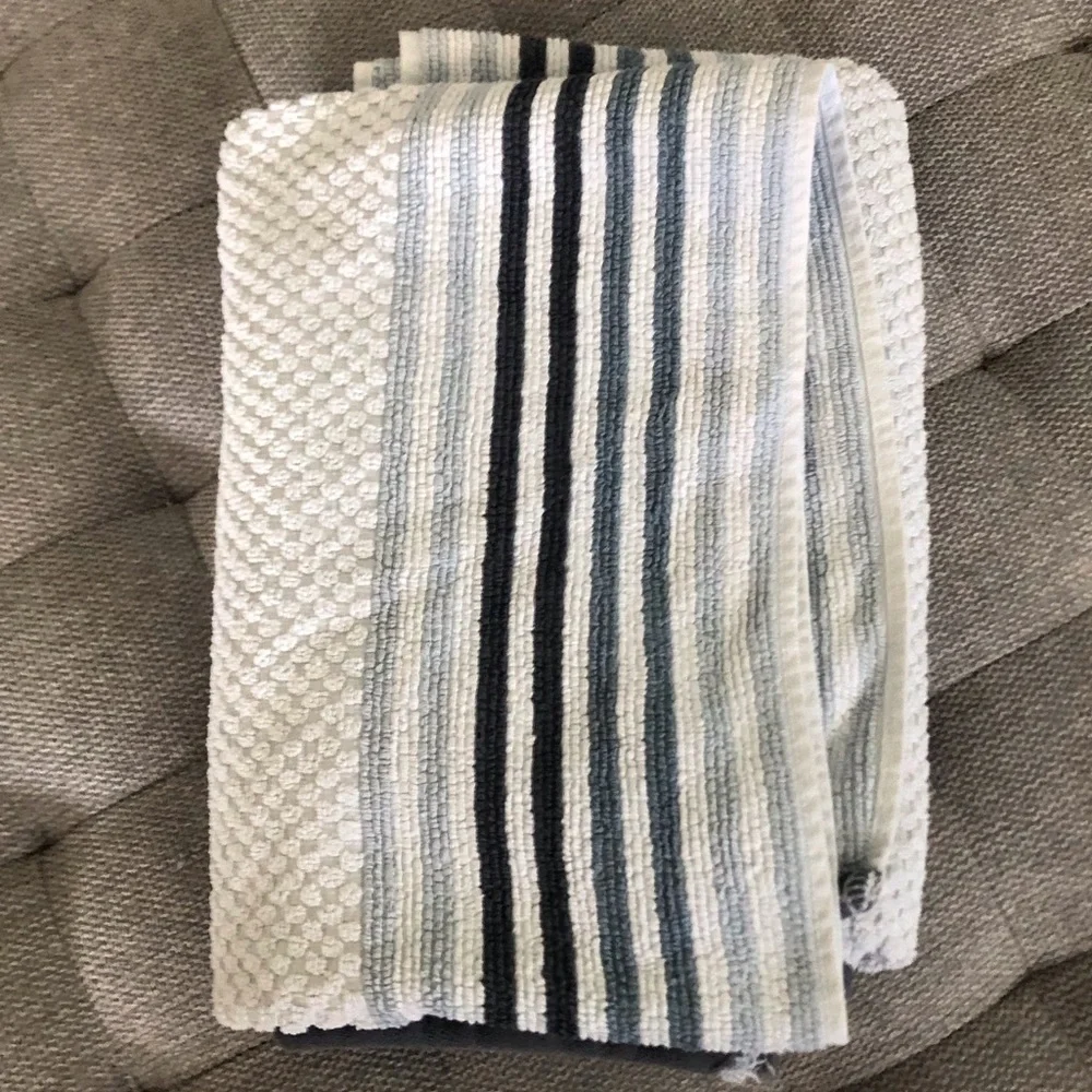 Blue striped textured towel